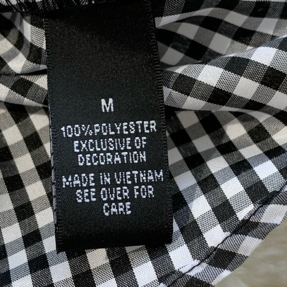 Alyx Blouse Top Black White Blue Floral Check 3/4 Bell Sleeves Blouse Medium NEW - Picture 5 of 9
